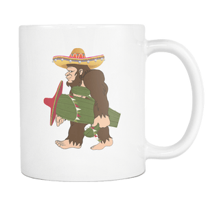 RobustCreative-Bigfoot Sasquatch Cactus Sombrero - Cinco De Mayo Mexican Fiesta - No Siesta Mexico Party - 11oz White Funny Coffee Mug Women Men Friends Gift ~ Both Sides Printed
