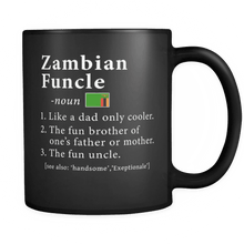 Load image into Gallery viewer, RobustCreative-Zambian Funcle Definition Fathers Day Gift - Zambian Pride 11oz Funny Black Coffee Mug - Real Zambia Hero Papa National Heritage - Friends Gift - Both Sides Printed
