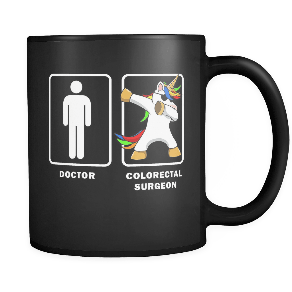 RobustCreative-Colorectal Surgeon VS Doctor Dabbing Unicorn - Legendary Healthcare 11oz Funny Black Coffee Mug - Medical Graduation Degree - Friends Gift - Both Sides Printed
