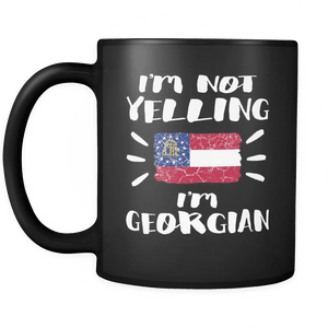 RobustCreative-I'm Not Yelling I'm Georgian Flag - Georgia Pride 11oz Funny Black Coffee Mug - Coworker Humor That's How We Talk - Women Men Friends Gift - Both Sides Printed (Distressed)