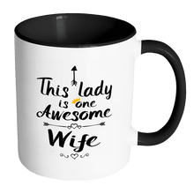 Load image into Gallery viewer, RobustCreative-One Awesome Wife - Birthday Gift 11oz Funny Black &amp; White Coffee Mug - Mothers Day B-Day Party - Women Men Friends Gift - Both Sides Printed (Distressed)
