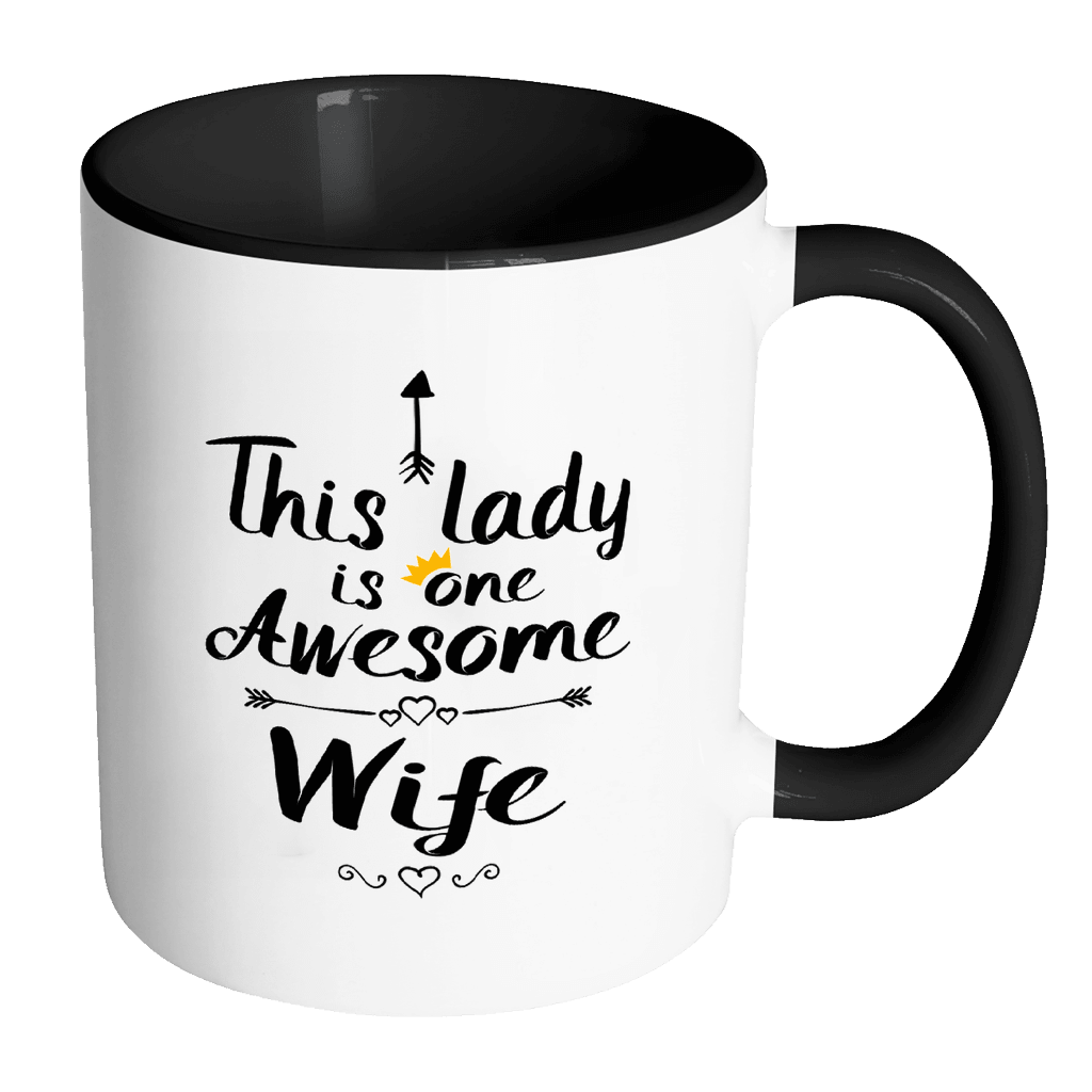 RobustCreative-One Awesome Wife - Birthday Gift 11oz Funny Black & White Coffee Mug - Mothers Day B-Day Party - Women Men Friends Gift - Both Sides Printed (Distressed)