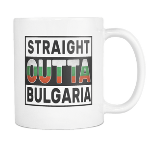 RobustCreative-Straight Outta Bulgaria - Bulgarian Flag 11oz Funny White Coffee Mug - Independence Day Family Heritage - Women Men Friends Gift - Both Sides Printed (Distressed)