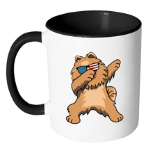 Load image into Gallery viewer, RobustCreative-Dabbing Pomeranian Dog America Flag - Patriotic Merica Murica Pride - 4th of July USA Independence Day - 11oz Black &amp; White Funny Coffee Mug Women Men Friends Gift ~ Both Sides Printed
