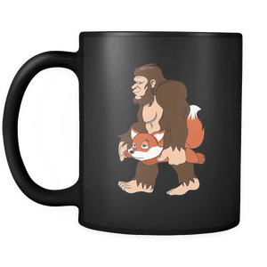 RobustCreative-Bigfoot Sasquatch Carrying Fox - I Believe I'm a Believer - No Yeti Humanoid Monster - 11oz Black Funny Coffee Mug Women Men Friends Gift ~ Both Sides Printed
