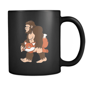 RobustCreative-Bigfoot Sasquatch Carrying Fox - I Believe I'm a Believer - No Yeti Humanoid Monster - 11oz Black Funny Coffee Mug Women Men Friends Gift ~ Both Sides Printed