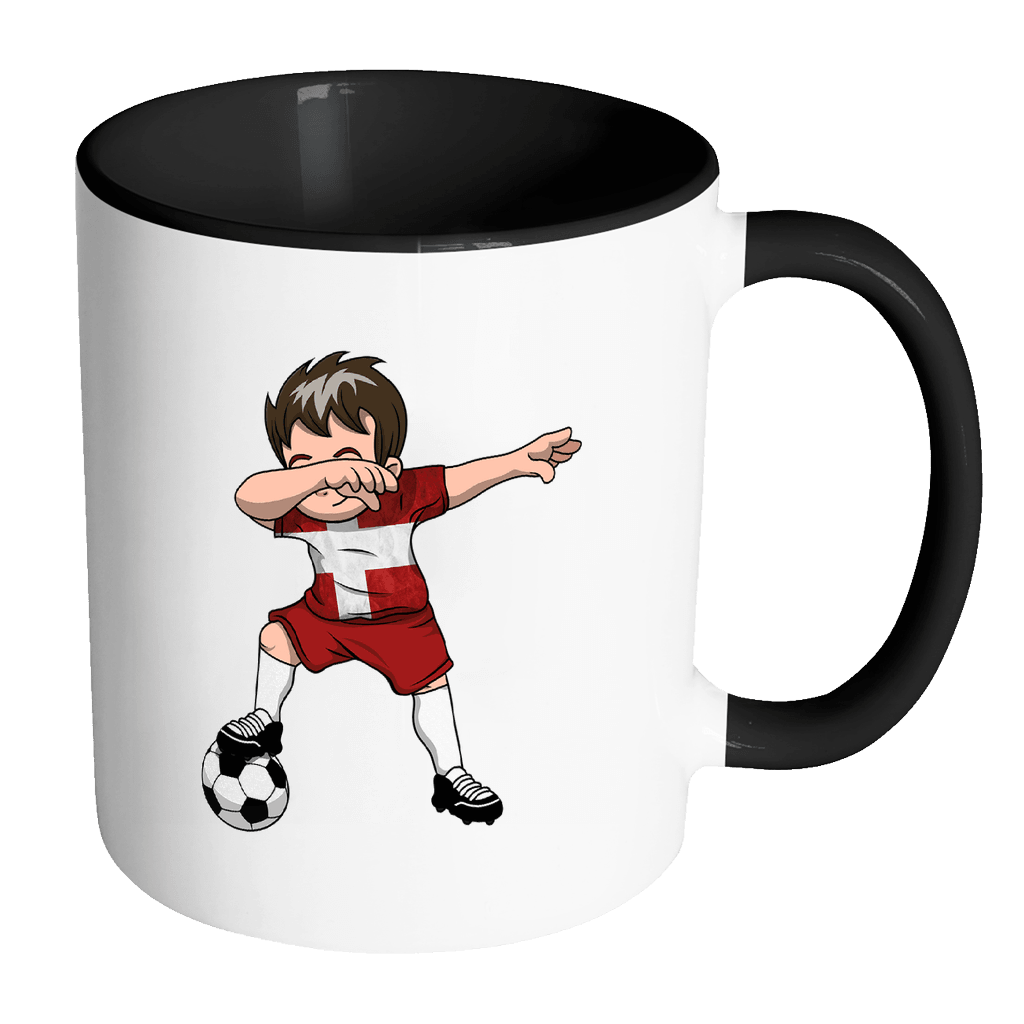 RobustCreative-Dabbing Soccer Boys Denmark Danish Copenhagen Gift National Soccer Tournament Game 11oz Black & White Coffee Mug ~ Both Sides Printed