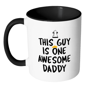 RobustCreative-One Awesome Daddy - Birthday Gift 11oz Funny Black & White Coffee Mug - Fathers Day B-Day Party - Women Men Friends Gift - Both Sides Printed (Distressed)