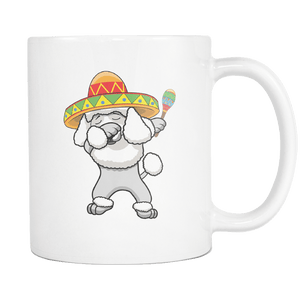 RobustCreative-Dabbing Poodle Dog in Sombrero - Cinco De Mayo Mexican Fiesta - Dab Dance Mexico Party - 11oz White Funny Coffee Mug Women Men Friends Gift ~ Both Sides Printed