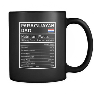 RobustCreative-Paraguayan Dad, Nutrition Facts Fathers Day Hero Gift - Paraguayan Pride 11oz Funny Black Coffee Mug - Real Paraguay Hero Papa National Heritage - Friends Gift - Both Sides Printed