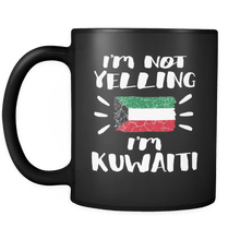 Load image into Gallery viewer, RobustCreative-I&#39;m Not Yelling I&#39;m Kuwaiti Flag - Kuwait Pride 11oz Funny Black Coffee Mug - Coworker Humor That&#39;s How We Talk - Women Men Friends Gift - Both Sides Printed (Distressed)

