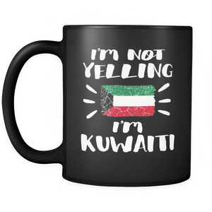 RobustCreative-I'm Not Yelling I'm Kuwaiti Flag - Kuwait Pride 11oz Funny Black Coffee Mug - Coworker Humor That's How We Talk - Women Men Friends Gift - Both Sides Printed (Distressed)