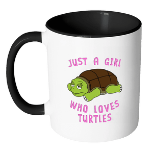 RobustCreative-Just a Girl Who Loves Turtle the Wild One Animal Spirit 11oz Black & White Coffee Mug ~ Both Sides Printed
