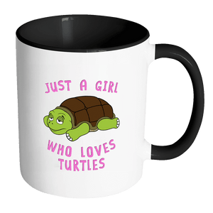 RobustCreative-Just a Girl Who Loves Turtle the Wild One Animal Spirit 11oz Black & White Coffee Mug ~ Both Sides Printed