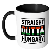 Load image into Gallery viewer, RobustCreative-Straight Outta Hungary - Hungarian Flag 11oz Funny Black &amp; White Coffee Mug - Independence Day Family Heritage - Women Men Friends Gift - Both Sides Printed (Distressed)
