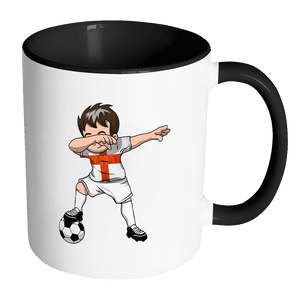 RobustCreative-Dabbing Soccer Boys England English London Gift National Soccer Tournament Game 11oz Black & White Coffee Mug ~ Both Sides Printed