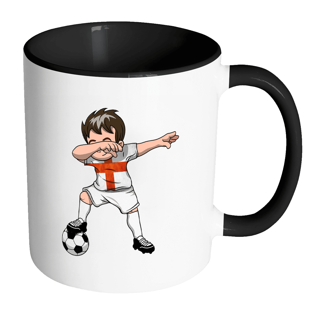 RobustCreative-Dabbing Soccer Boys England English London Gift National Soccer Tournament Game 11oz Black & White Coffee Mug ~ Both Sides Printed
