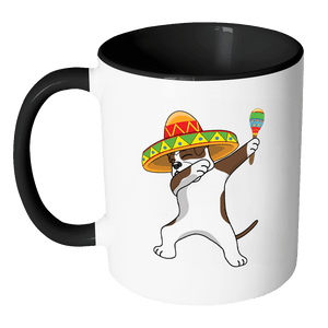 RobustCreative-Dabbing American Bulldog Dog in Sombrero - Cinco De Mayo Mexican Fiesta - Dab Dance Mexico Party - 11oz Black & White Funny Coffee Mug Women Men Friends Gift ~ Both Sides Printed