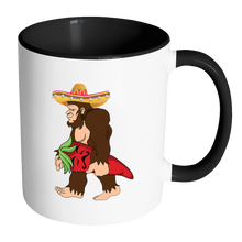 Load image into Gallery viewer, RobustCreative-Bigfoot Sasquatch Chili Pepper Mustache - Cinco De Mayo Mexican Fiesta - No Siesta Mexico Party - 11oz Black &amp; White Funny Coffee Mug Women Men Friends Gift ~ Both Sides Printed
