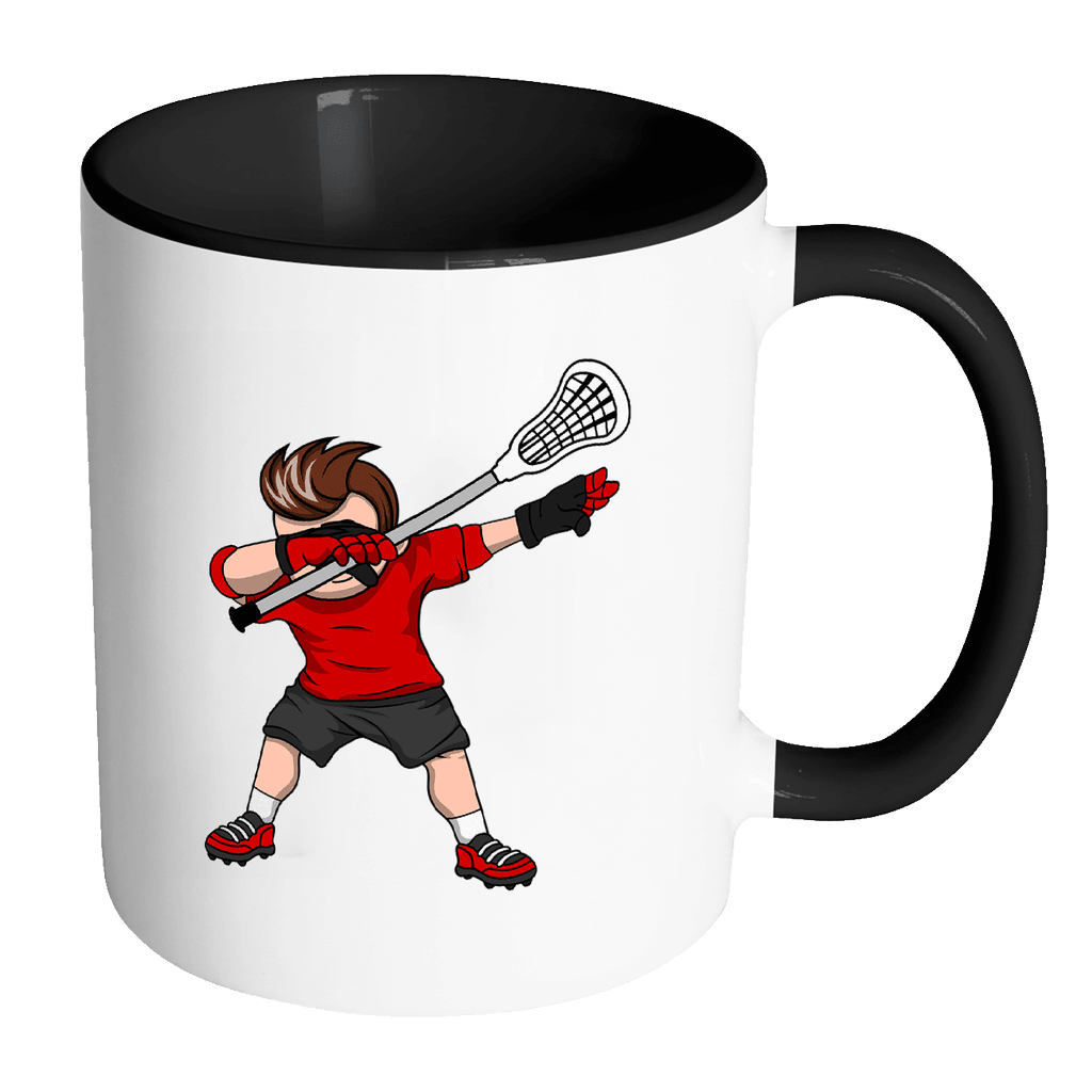RobustCreative-Dabbing Lacrosse - reLAX Lacrosse 11oz Funny Black & White Coffee Mug - reLAX Lacrosse Stick & Ball - Women Men Friends Gift - Both Sides Printed (Distressed)