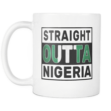 Load image into Gallery viewer, RobustCreative-Straight Outta Nigeria - Nigerian Flag 11oz Funny White Coffee Mug - Independence Day Family Heritage - Women Men Friends Gift - Both Sides Printed (Distressed)

