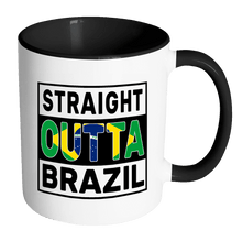Load image into Gallery viewer, RobustCreative-Straight Outta Brazil - Brazilian Flag 11oz Funny Black &amp; White Coffee Mug - Independence Day Family Heritage - Women Men Friends Gift - Both Sides Printed (Distressed)
