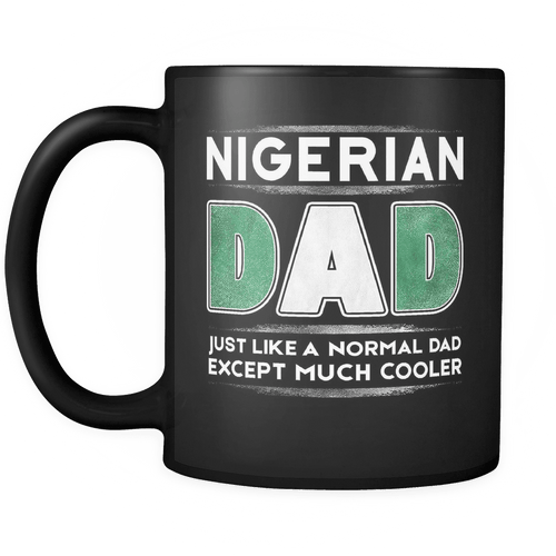 RobustCreative-Nigeria Nigerian Dad is Cooler - Fathers Day Gifts Black 11oz Funny Coffee Mug - Promoted to Daddy Gift From Kids - Women Men Friends Gift - Both Sides Printed (Distressed)