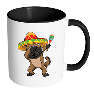 RobustCreative-Dabbing Belgian Malinois Dog in Sombrero - Cinco De Mayo Mexican Fiesta - Dab Dance Mexico Party - 11oz Black & White Funny Coffee Mug Women Men Friends Gift ~ Both Sides Printed