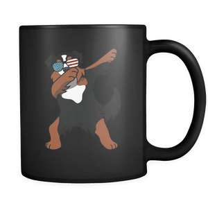 RobustCreative-Dabbing Bernese Mountain Dog Dog America Flag - Patriotic Merica Murica Pride - 4th of July USA Independence Day - 11oz Black Funny Coffee Mug Women Men Friends Gift ~ Both Sides Printed
