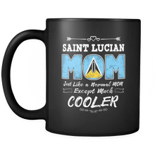 Load image into Gallery viewer, RobustCreative-Best Mom Ever is from St Lucia - Saint Lucian Flag 11oz Funny Black Coffee Mug - Mothers Day Independence Day - Women Men Friends Gift - Both Sides Printed (Distressed)
