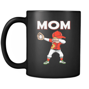 RobustCreative-Dabbing Baseball Mom - Baseball Softball 11oz Funny Black Coffee Mug - Family Team Home Run Diamond Field - Women Men Friends Gift - Both Sides Printed (Distressed)