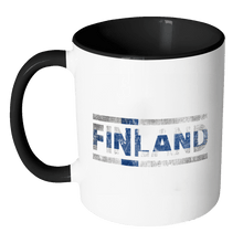 Load image into Gallery viewer, RobustCreative-Retro Vintage Flag Finn Finland 11oz Black &amp; White Coffee Mug ~ Both Sides Printed
