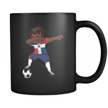 Load image into Gallery viewer, RobustCreative-Dabbing Soccer Boy Dominican Republic Gifts National Soccer Tournament Game 11oz Black Coffee Mug ~ Both Sides Printed
