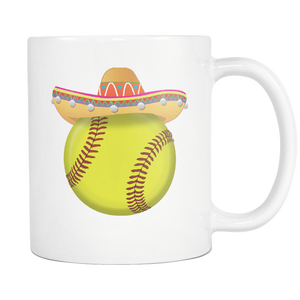 RobustCreative-Funny Softball Mexican Sport - Cinco De Mayo Mexican Fiesta - No Siesta Mexico Party - 11oz White Funny Coffee Mug Women Men Friends Gift ~ Both Sides Printed