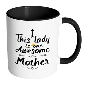 RobustCreative-One Awesome Mother - Birthday Gift 11oz Funny Black & White Coffee Mug - Mothers Day B-Day Party - Women Men Friends Gift - Both Sides Printed (Distressed)