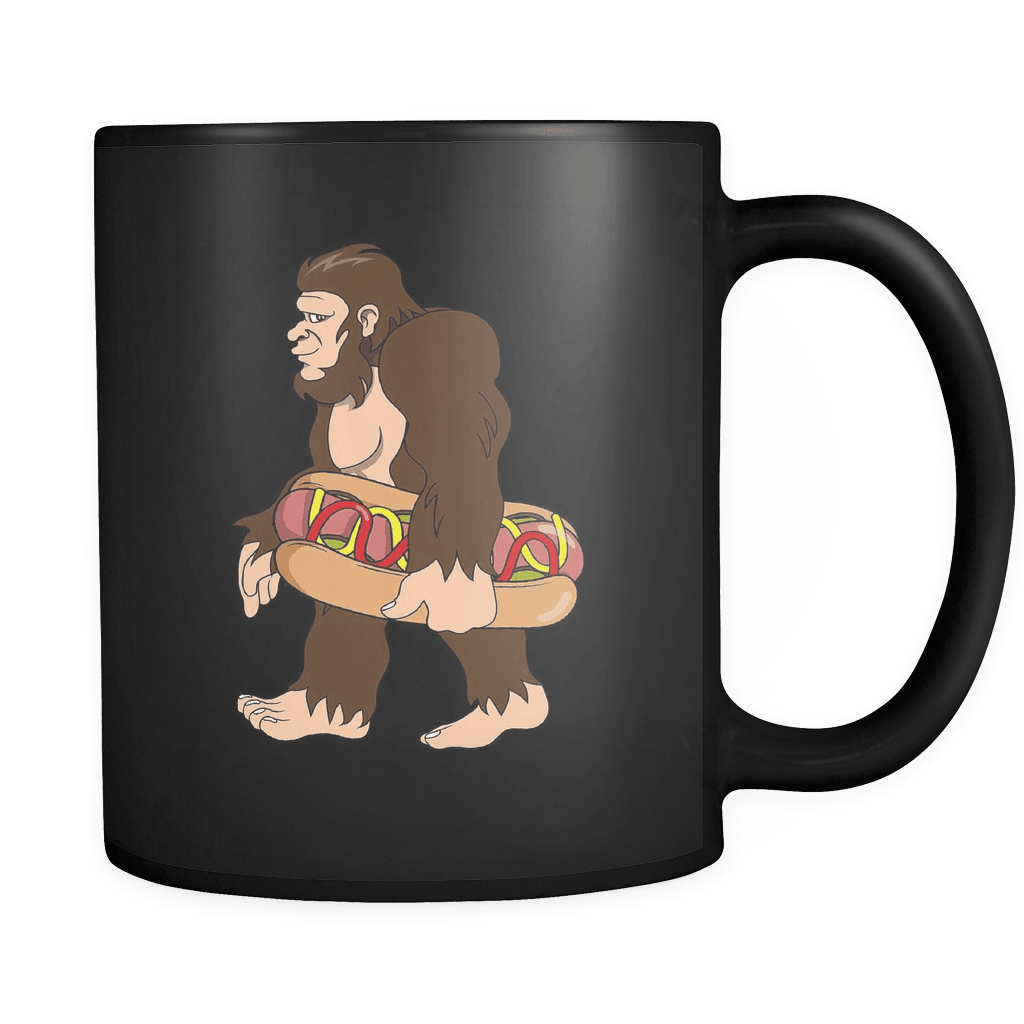RobustCreative-Bigfoot Sasquatch Carrying Hotdog - I Believe I'm a Believer - No Yeti Humanoid Monster - 11oz Black Funny Coffee Mug Women Men Friends Gift ~ Both Sides Printed