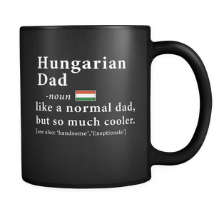 RobustCreative-Hungarian Dad Definition Fathers Day Gift Flag - Hungarian Pride 11oz Funny Black Coffee Mug - Hungary Roots National Heritage - Friends Gift - Both Sides Printed