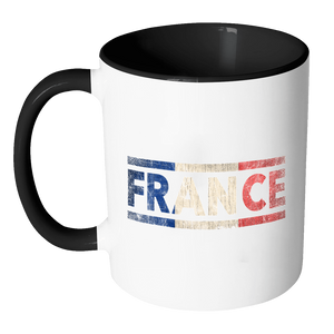 RobustCreative-Retro Vintage Flag French France 11oz Black & White Coffee Mug ~ Both Sides Printed