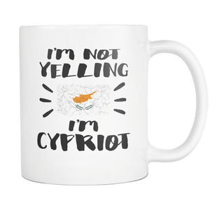 RobustCreative-I'm Not Yelling I'm Cypriot Flag - Cyprus Pride 11oz Funny White Coffee Mug - Coworker Humor That's How We Talk - Women Men Friends Gift - Both Sides Printed (Distressed)