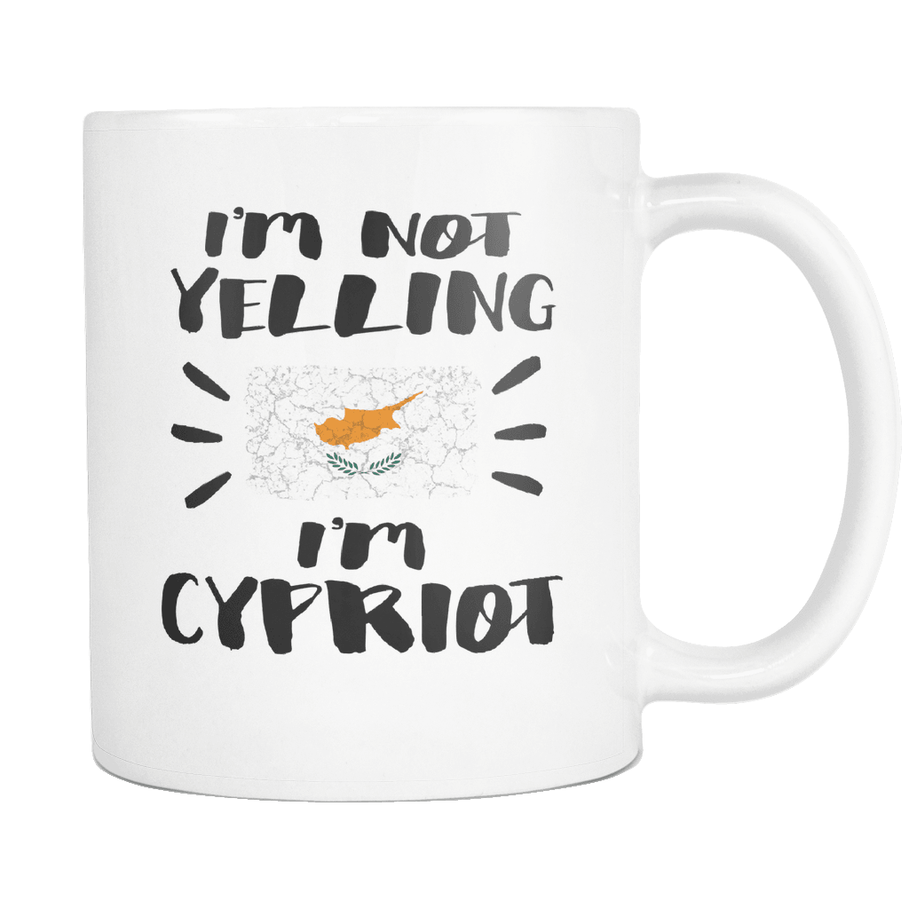 RobustCreative-I'm Not Yelling I'm Cypriot Flag - Cyprus Pride 11oz Funny White Coffee Mug - Coworker Humor That's How We Talk - Women Men Friends Gift - Both Sides Printed (Distressed)