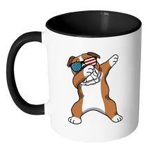 Load image into Gallery viewer, RobustCreative-Dabbing Bulldog Dog America Flag - Patriotic Merica Murica Pride - 4th of July USA Independence Day - 11oz Black &amp; White Funny Coffee Mug Women Men Friends Gift ~ Both Sides Printed
