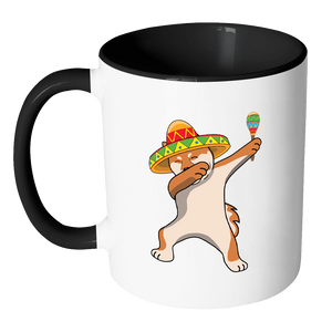 RobustCreative-Dabbing Shiba Inu Dog in Sombrero - Cinco De Mayo Mexican Fiesta - Dab Dance Mexico Party - 11oz Black & White Funny Coffee Mug Women Men Friends Gift ~ Both Sides Printed