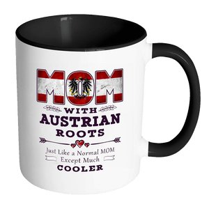 RobustCreative-Best Mom Ever with Austrian Roots - Austria Flag 11oz Funny Black & White Coffee Mug - Mothers Day Independence Day - Women Men Friends Gift - Both Sides Printed (Distressed)