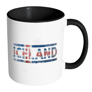 RobustCreative-Retro Vintage Flag Icelander Iceland 11oz Black & White Coffee Mug ~ Both Sides Printed