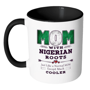 RobustCreative-Best Mom Ever with Nigerian Roots - Nigeria Flag 11oz Funny Black & White Coffee Mug - Mothers Day Independence Day - Women Men Friends Gift - Both Sides Printed (Distressed)