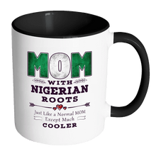 Load image into Gallery viewer, RobustCreative-Best Mom Ever with Nigerian Roots - Nigeria Flag 11oz Funny Black &amp; White Coffee Mug - Mothers Day Independence Day - Women Men Friends Gift - Both Sides Printed (Distressed)
