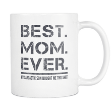 Load image into Gallery viewer, RobustCreative-Best Mom Ever - Mothers Day 11oz Funny White Coffee Mug - Sarcastic Quote from Son Family Ties - Women Men Friends Gift - Both Sides Printed (Distressed)
