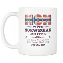 Load image into Gallery viewer, RobustCreative-Best Mom Ever with Norwegian Roots - Norway Flag 11oz Funny White Coffee Mug - Mothers Day Independence Day - Women Men Friends Gift - Both Sides Printed (Distressed)
