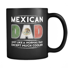 Load image into Gallery viewer, RobustCreative-Mexico Mexican Dad is Cooler - Fathers Day Gifts Black 11oz Funny Coffee Mug - Promoted to Daddy Gift From Kids - Women Men Friends Gift - Both Sides Printed (Distressed)
