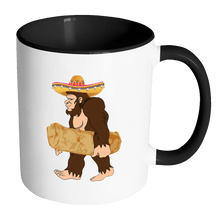 Load image into Gallery viewer, RobustCreative-Bigfoot Sasquatch Taquito Sombrero - Cinco De Mayo Mexican Fiesta - No Siesta Mexico Party - 11oz Black &amp; White Funny Coffee Mug Women Men Friends Gift ~ Both Sides Printed
